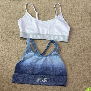 Pink sports bra, $10 each or $17 for both. White is a small and the blue XS